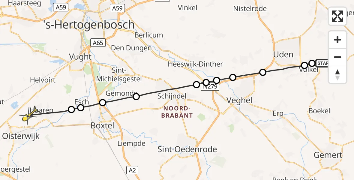 Routekaart van de vlucht: Lifeliner 3 naar Haaren