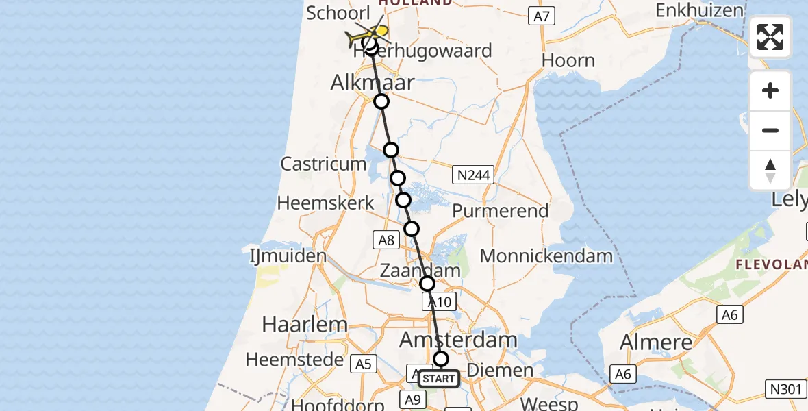 Routekaart van de vlucht: Lifeliner 1 naar Bergen