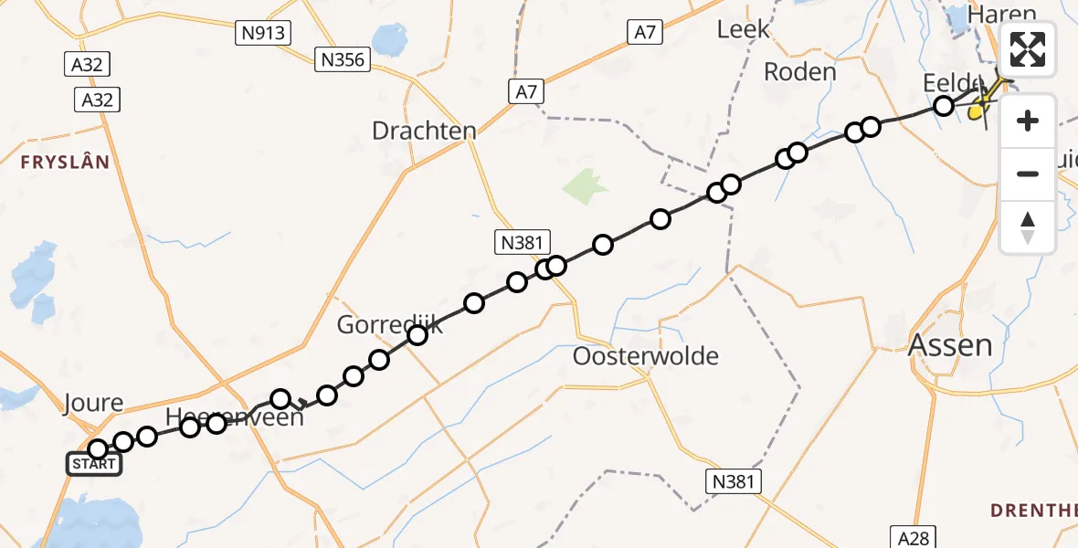 Routekaart van de vlucht: Lifeliner 4 naar Groningen Airport Eelde