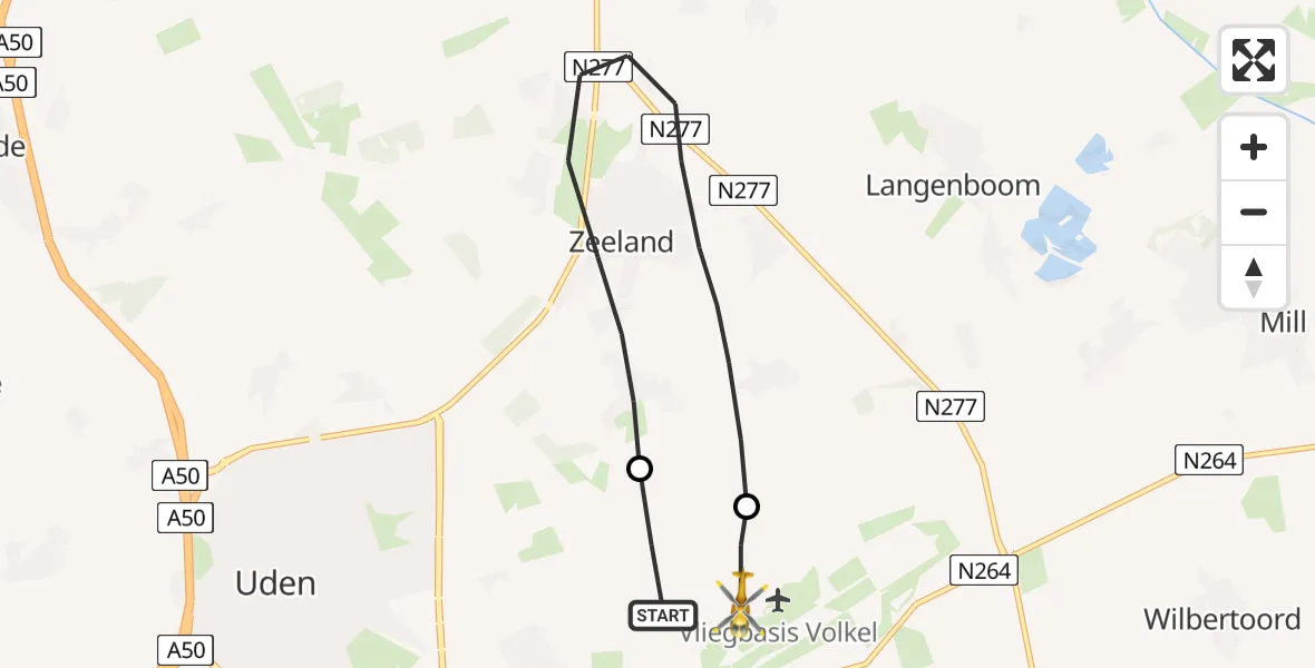 Vluchtroute Traumahelikopter Vliegbasis Volkel - Vliegbasis Volkel, 09 oktober 2022, 17:14