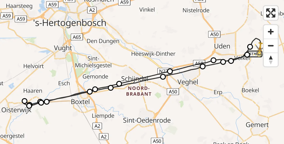 Vluchtroute Traumahelikopter Vliegbasis Volkel - Vliegbasis Volkel, 09 oktober 2022, 18:37