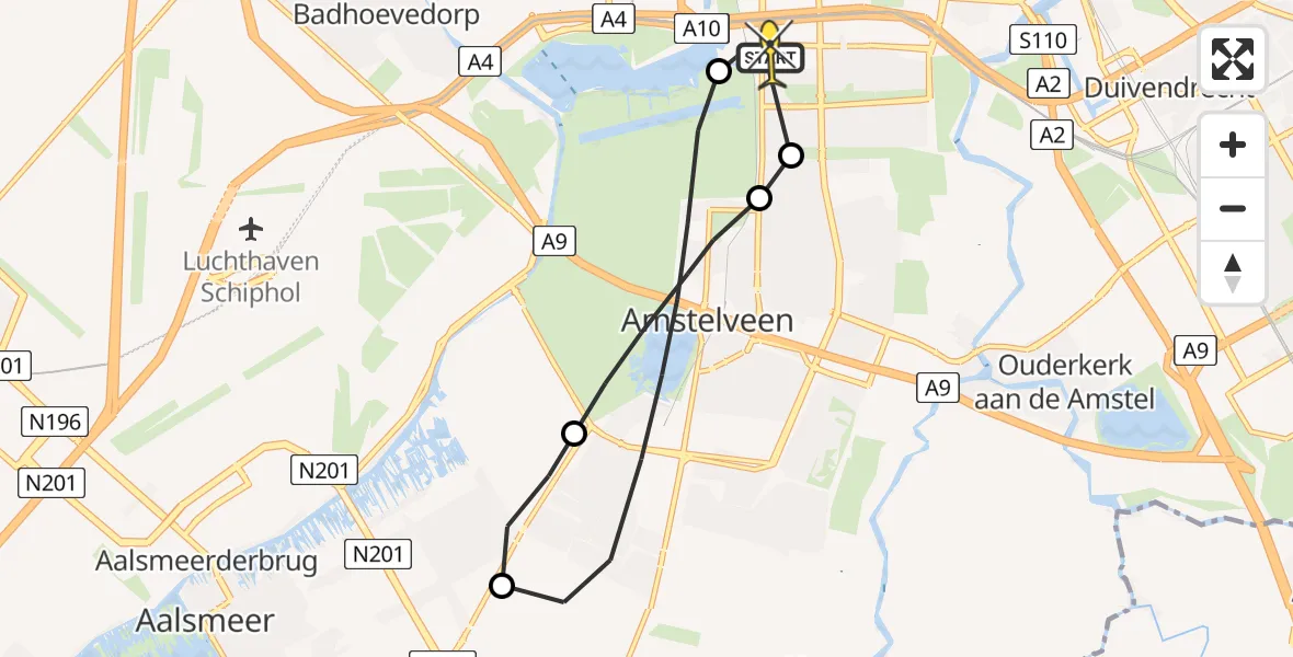Routekaart van de vlucht: Lifeliner 1 naar VU Medisch Centrum Amsterdam