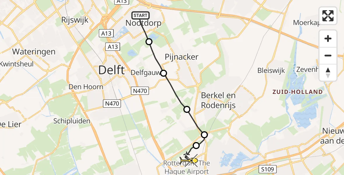 Routekaart van de vlucht: Lifeliner 2 naar Rotterdam The Hague Airport