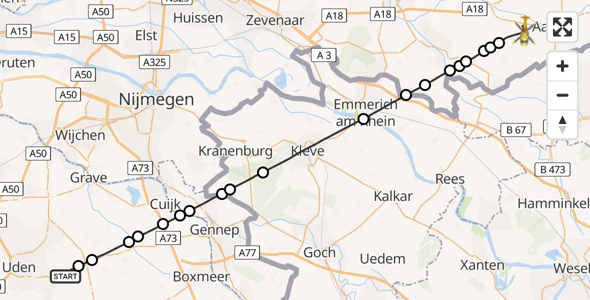 Vluchtroute Traumahelikopter Vliegbasis Volkel - Aalten, 10 oktober 2022, 04:47