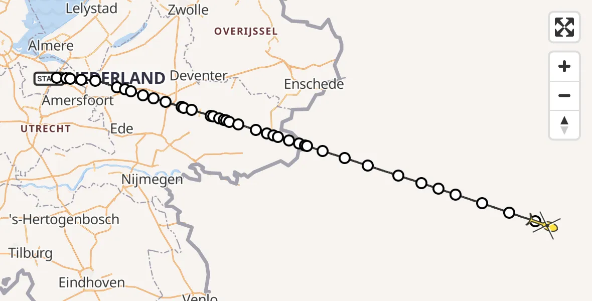 Routekaart van de vlucht: Politiehelikopter naar Lippstadt