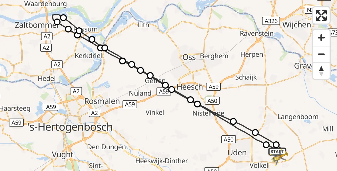 Vluchtroute Traumahelikopter Vliegbasis Volkel - Vliegbasis Volkel, 10 oktober 2022, 14:16