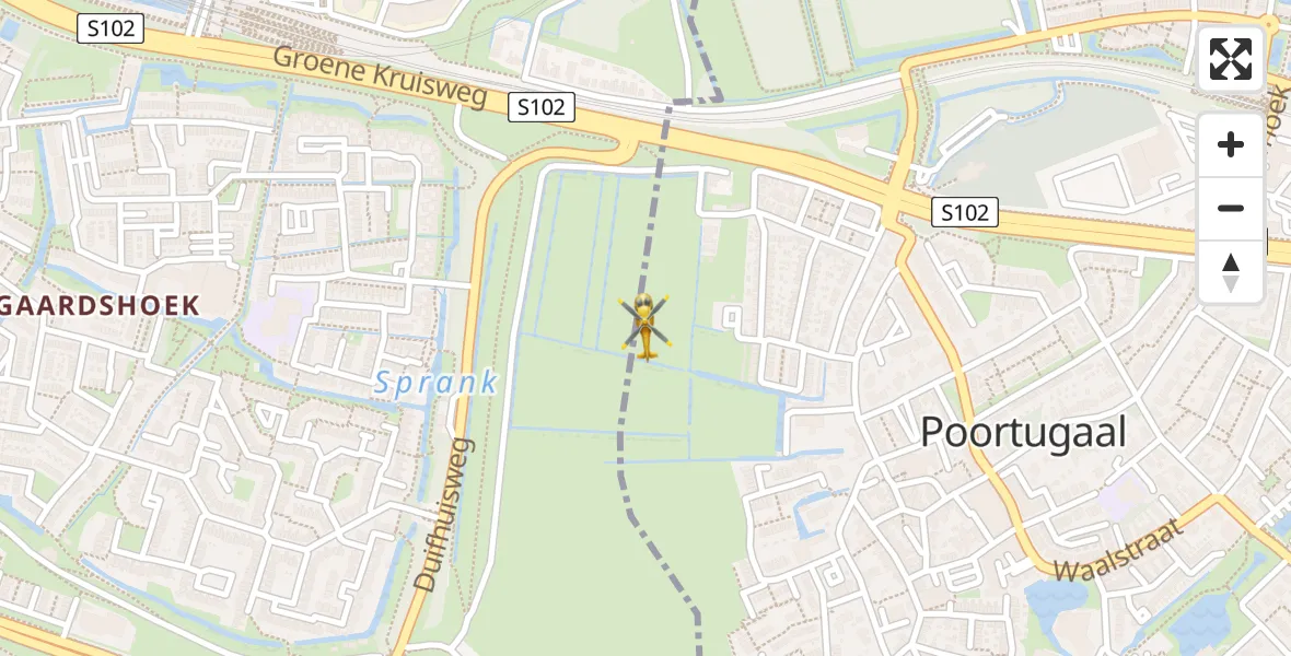 Vluchtroute Traumahelikopter Poortugaal - Poortugaal, 10 oktober 2022, 18:59