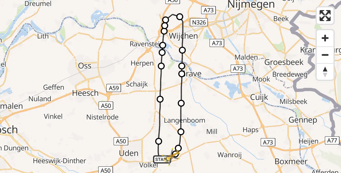 Vluchtroute Traumahelikopter Vliegbasis Volkel - Vliegbasis Volkel, 11 oktober 2022, 03:58