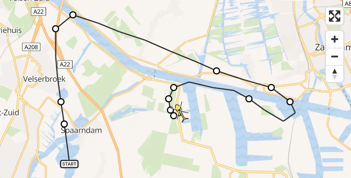 Routekaart van de vlucht: Lifeliner 1 naar Amsterdam