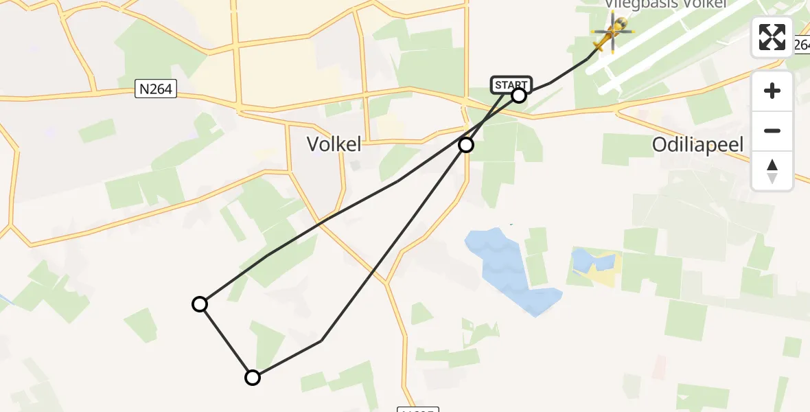 Vluchtroute Traumahelikopter Vliegbasis Volkel - Vliegbasis Volkel, 11 oktober 2022, 10:54