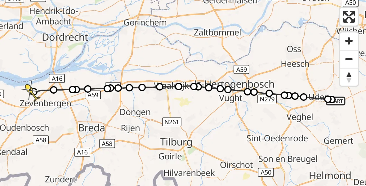 Routekaart van de vlucht: Lifeliner 3 naar Klundert
