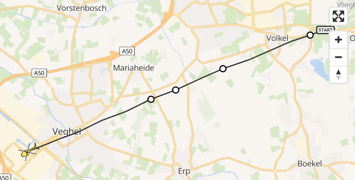 Routekaart van de vlucht: Lifeliner 3 naar Veghel