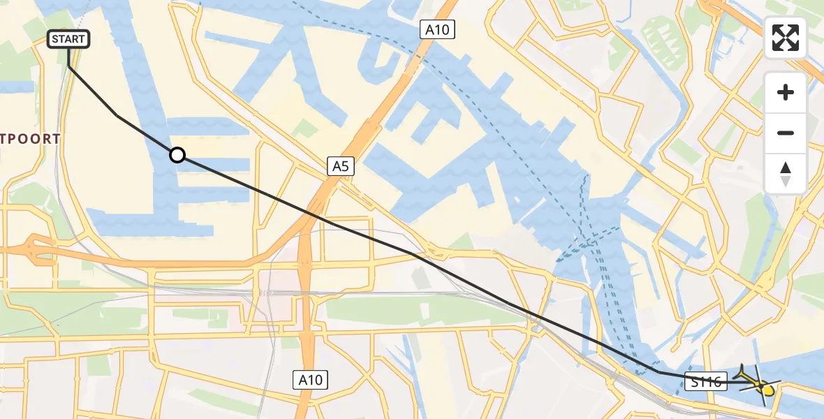 Routekaart van de vlucht: Lifeliner 1 naar Amsterdam