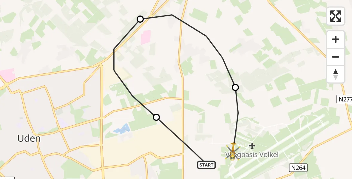 Vluchtroute Traumahelikopter Vliegbasis Volkel - Vliegbasis Volkel, 11 oktober 2022, 17:48