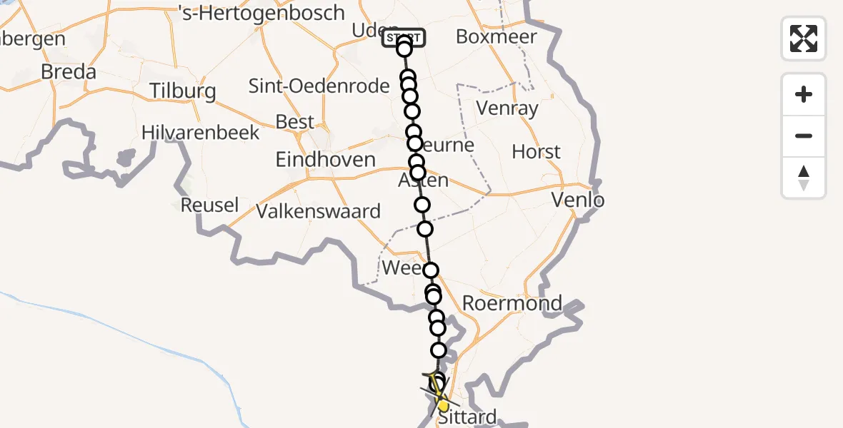 Routekaart van de vlucht: Lifeliner 3 naar Papenhoven