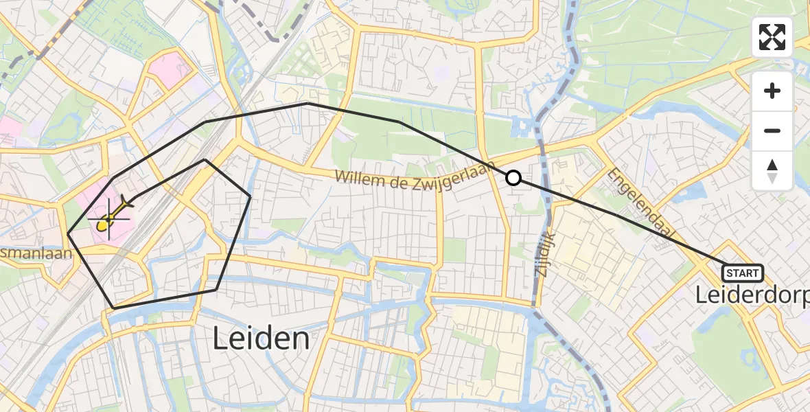 Routekaart van de vlucht: Lifeliner 1 naar Leiden