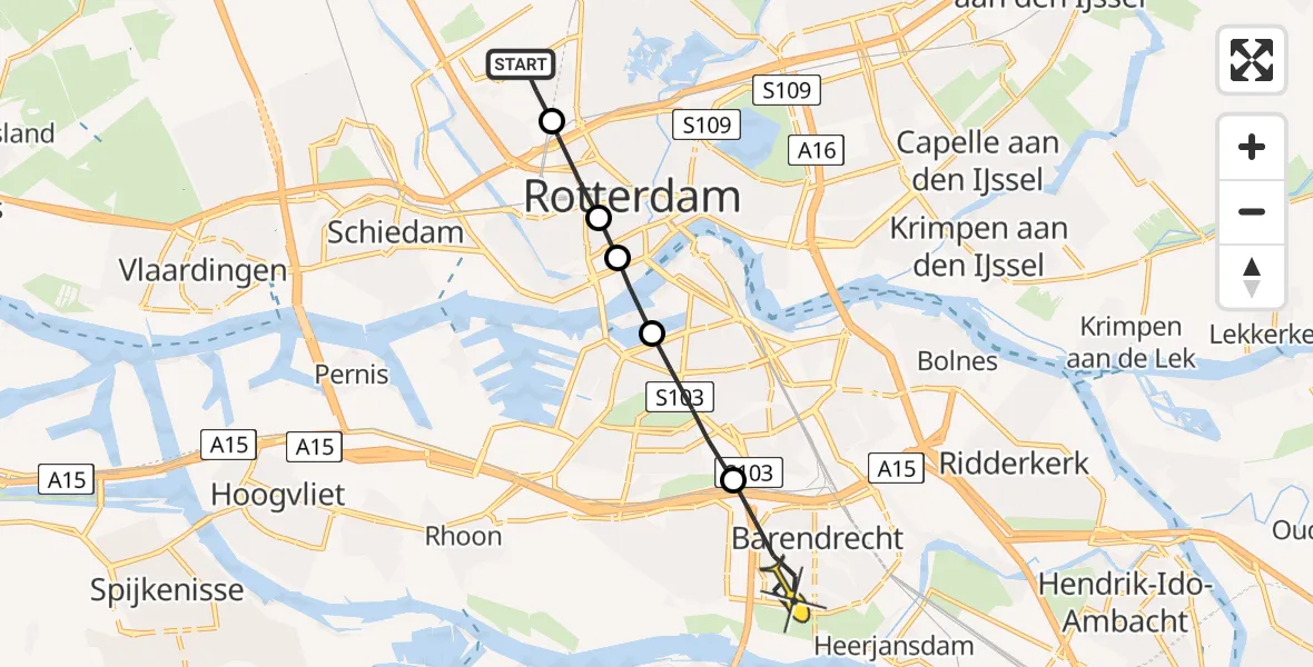 Routekaart van de vlucht: Lifeliner 2 naar Barendrecht