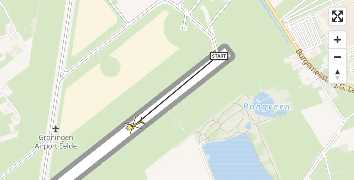 Routekaart van de vlucht: Traumahelikopter naar Groningen Airport Eelde