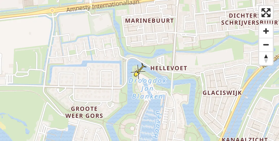 Routekaart van de vlucht: Lifeliner 2 naar Hellevoetsluis