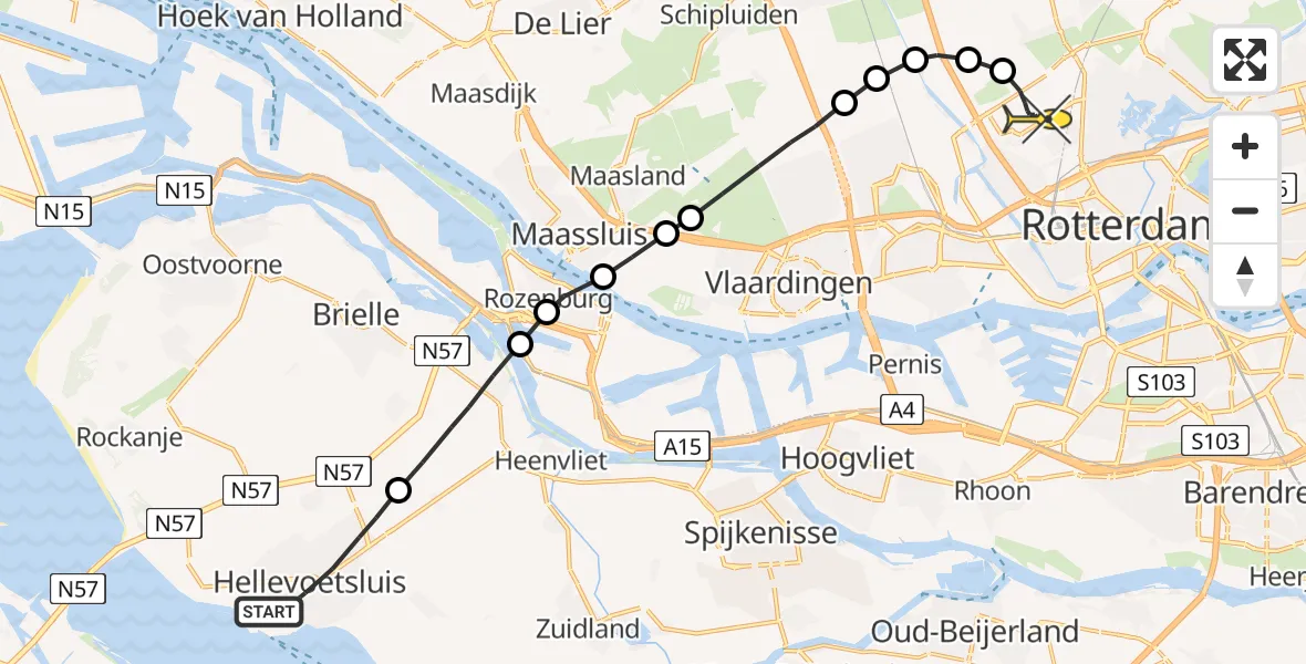 Routekaart van de vlucht: Lifeliner 2 naar Rotterdam The Hague Airport