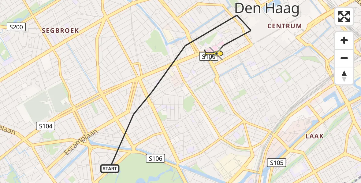 Routekaart van de vlucht: Lifeliner 2 naar Den Haag