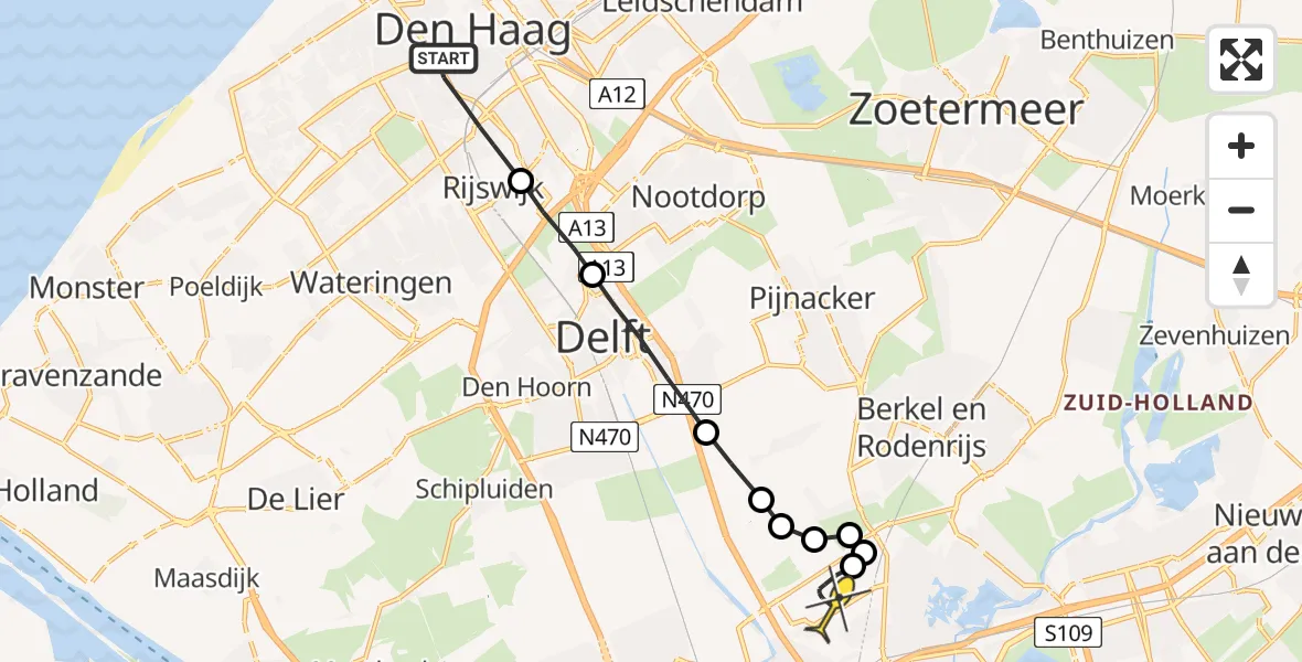 Routekaart van de vlucht: Lifeliner 2 naar Rotterdam The Hague Airport