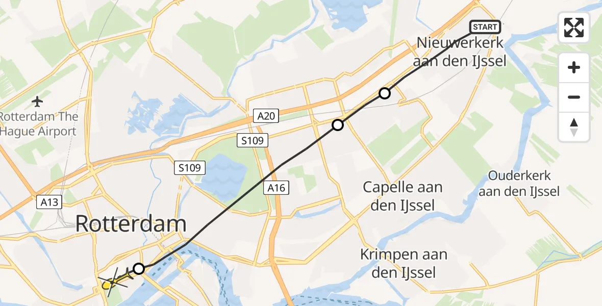 Routekaart van de vlucht: Lifeliner 2 naar Erasmus MC