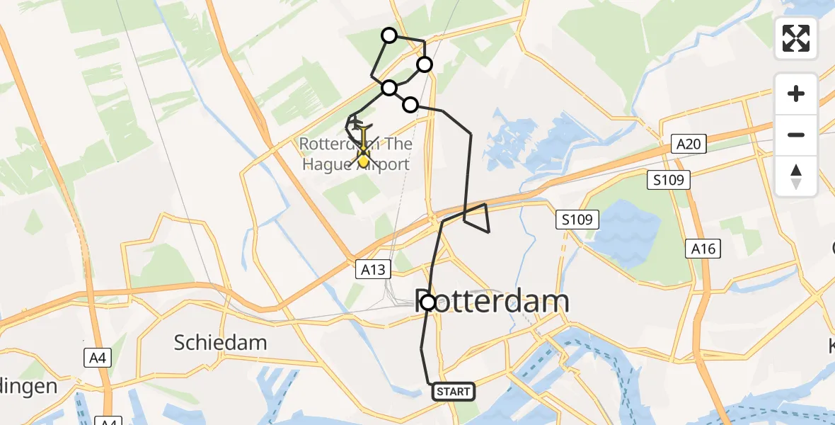 Routekaart van de vlucht: Lifeliner 2 naar Rotterdam The Hague Airport