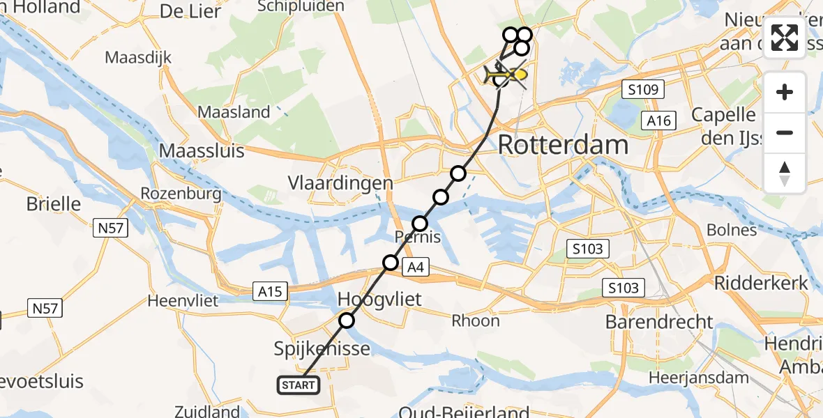 Routekaart van de vlucht: Lifeliner 2 naar Rotterdam The Hague Airport