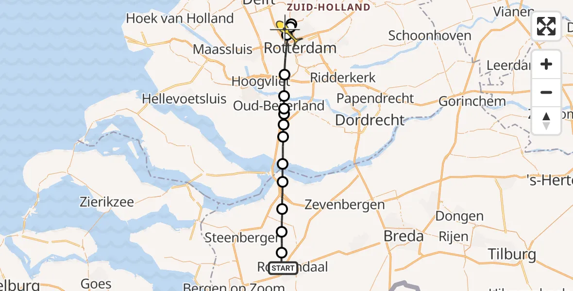 Routekaart van de vlucht: Lifeliner 2 naar Rotterdam The Hague Airport