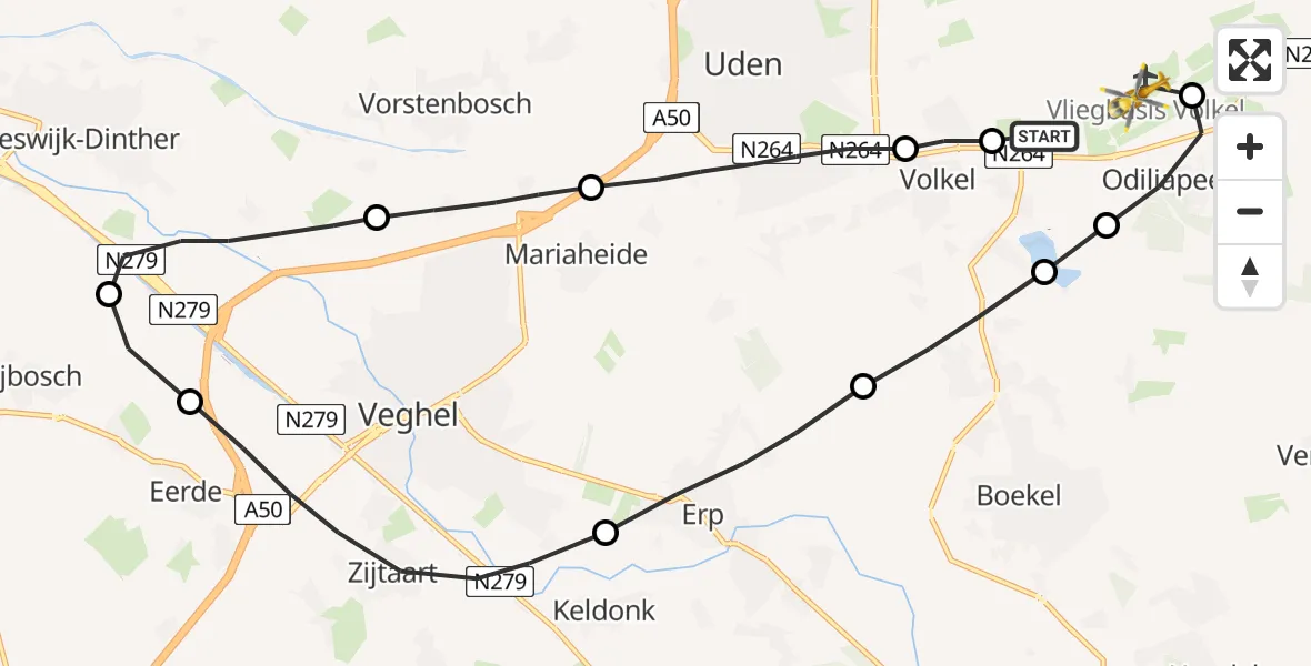 Vluchtroute Traumahelikopter Vliegbasis Volkel - Vliegbasis Volkel, 13 oktober 2022, 05:57