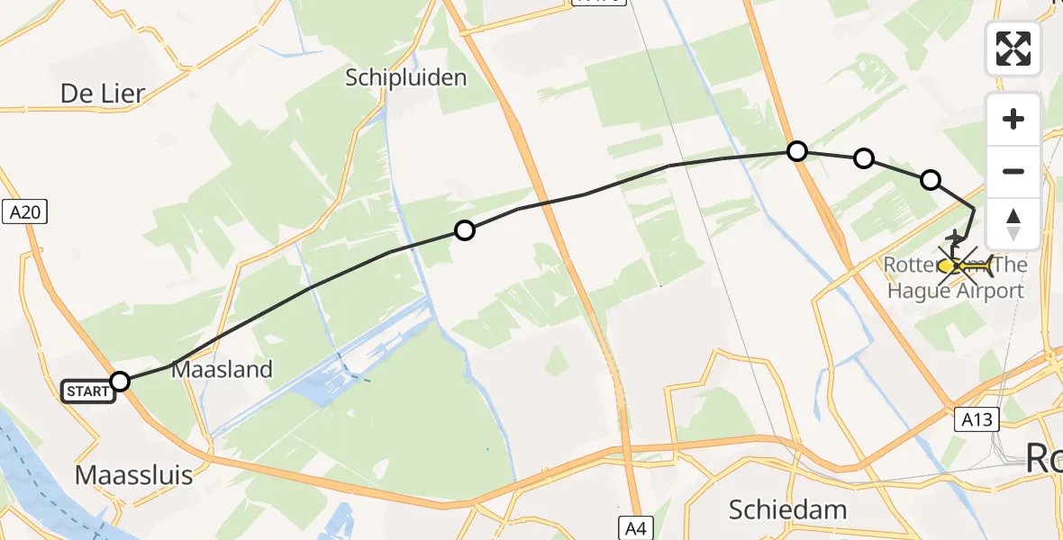 Routekaart van de vlucht: Lifeliner 2 naar Rotterdam The Hague Airport