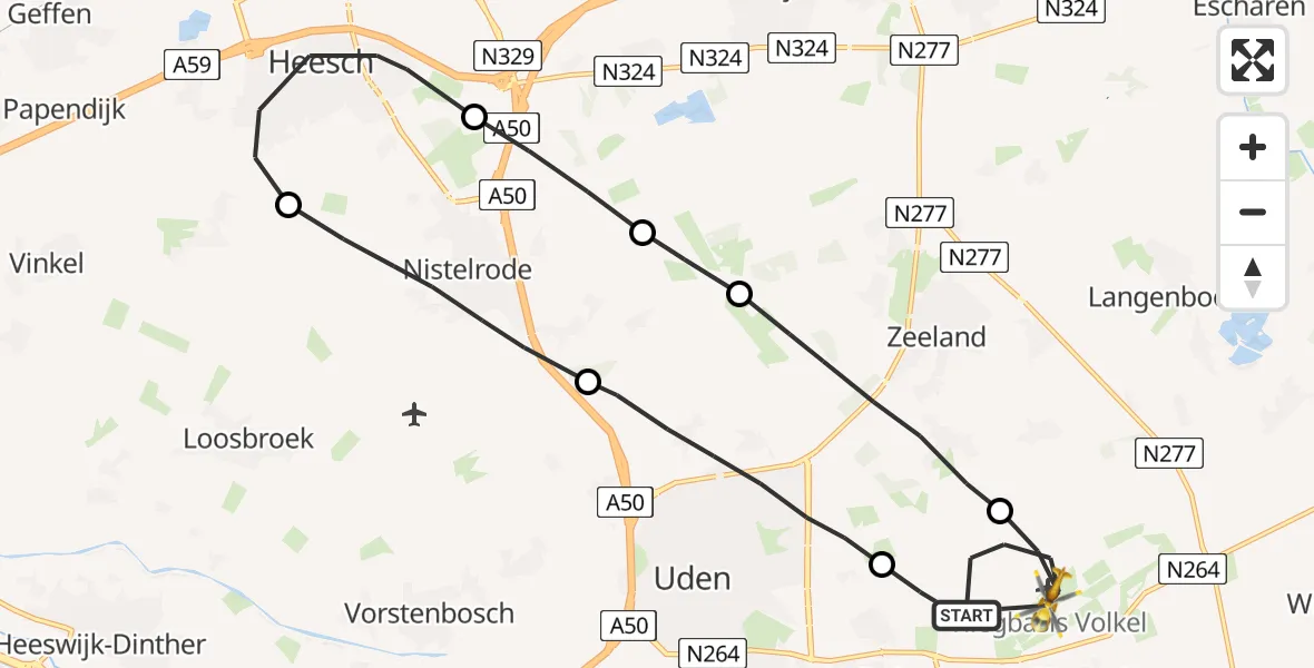 Vluchtroute Traumahelikopter Vliegbasis Volkel - Vliegbasis Volkel, 13 oktober 2022, 07:56