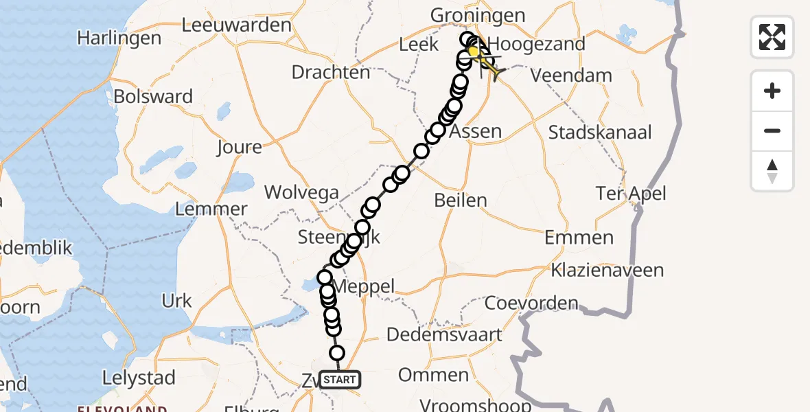 Routekaart van de vlucht: Lifeliner 4 naar Groningen Airport Eelde