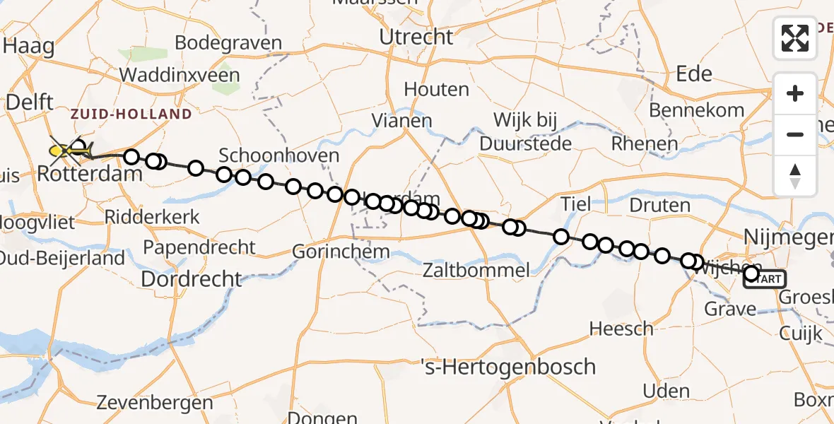 Routekaart van de vlucht: Lifeliner 2 naar Rotterdam The Hague Airport