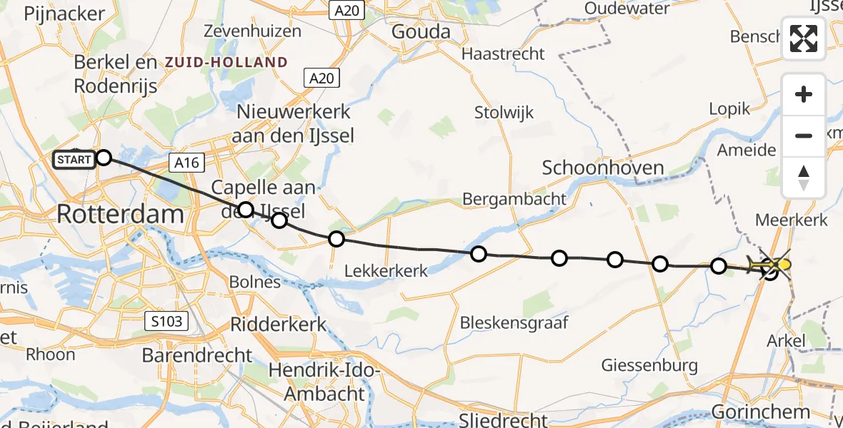 Routekaart van de vlucht: Lifeliner 2 naar Meerkerk