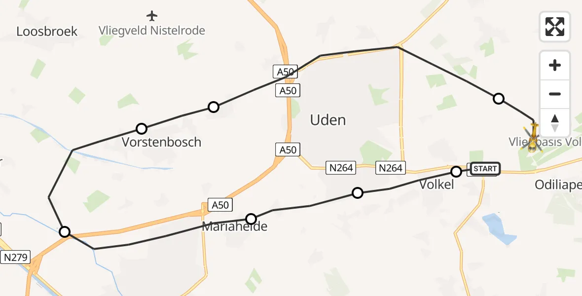 Vluchtroute Traumahelikopter Vliegbasis Volkel - Vliegbasis Volkel, 14 oktober 2022, 08:27