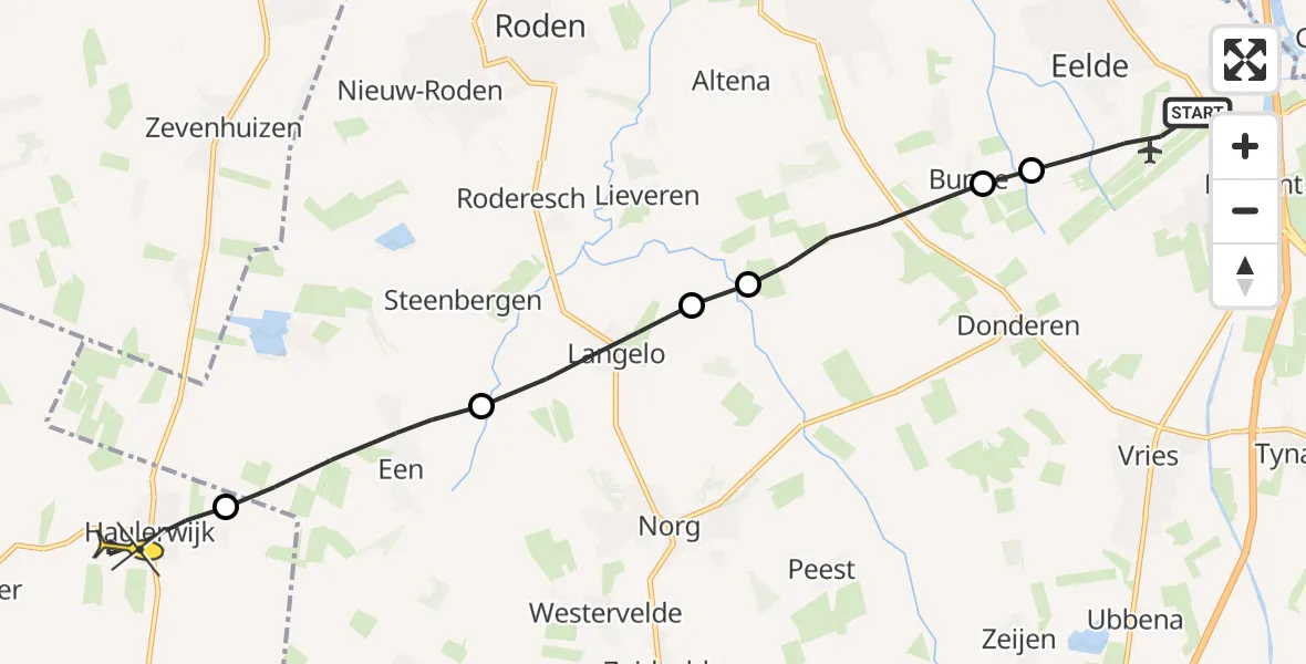 Routekaart van de vlucht: Lifeliner 4 naar Haulerwijk