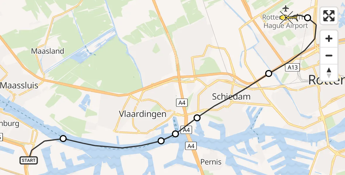 Routekaart van de vlucht: Lifeliner 2 naar Rotterdam The Hague Airport