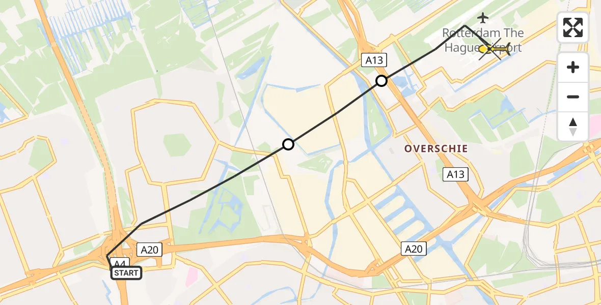 Routekaart van de vlucht: Lifeliner 2 naar Rotterdam The Hague Airport