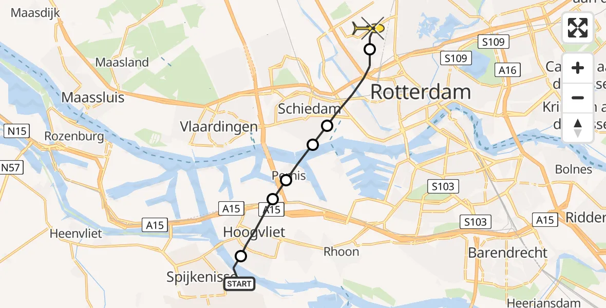 Routekaart van de vlucht: Lifeliner 2 naar Rotterdam The Hague Airport