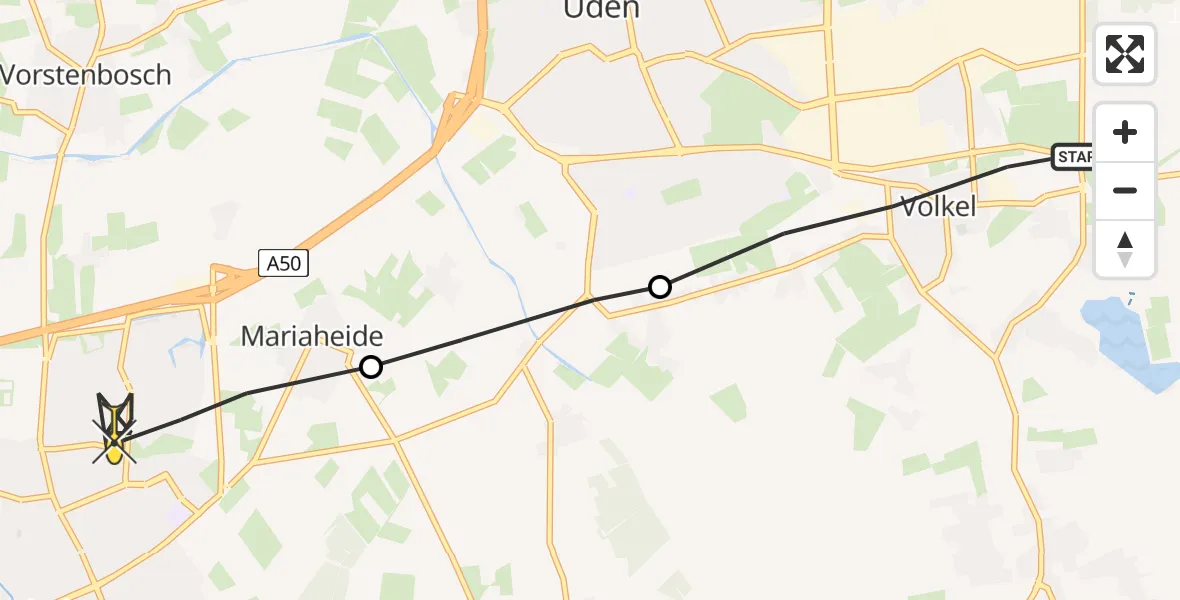 Routekaart van de vlucht: Lifeliner 3 naar Veghel