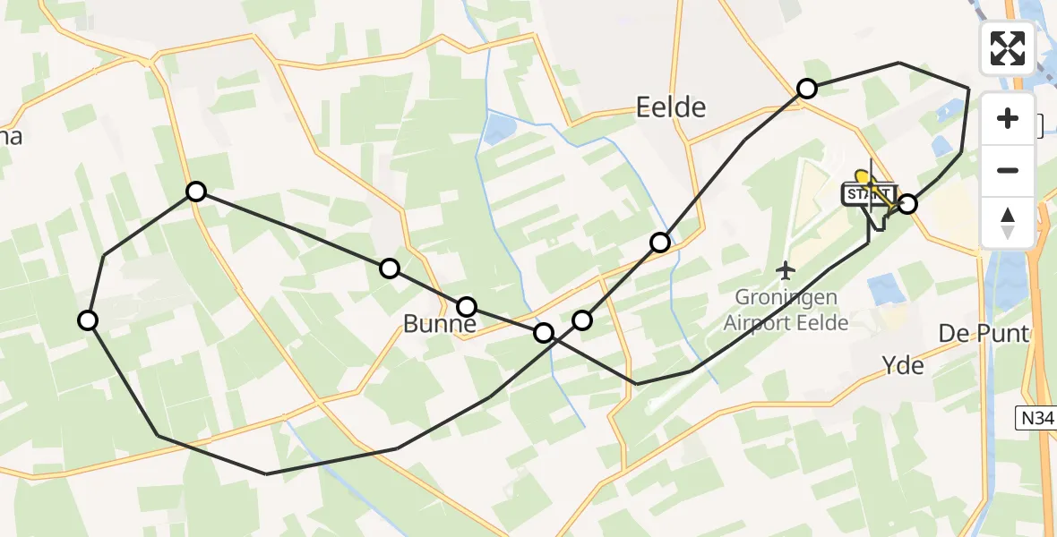 Routekaart van de vlucht: Lifeliner 4 naar Groningen Airport Eelde