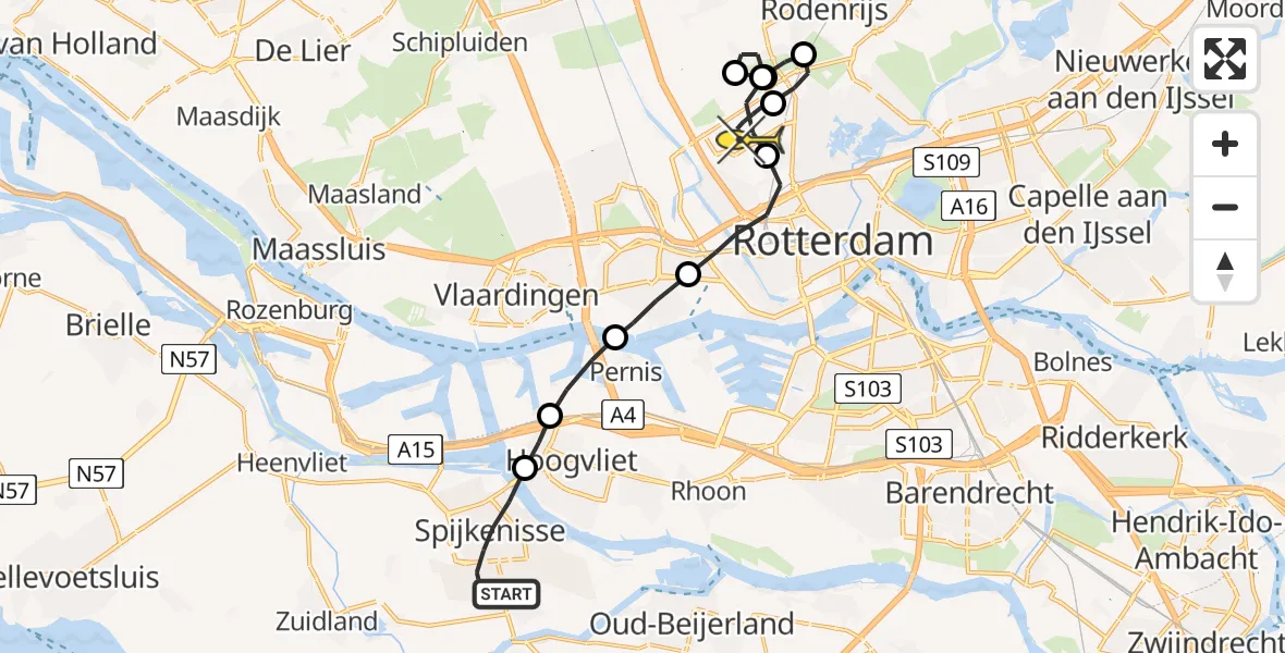 Routekaart van de vlucht: Lifeliner 2 naar Rotterdam The Hague Airport