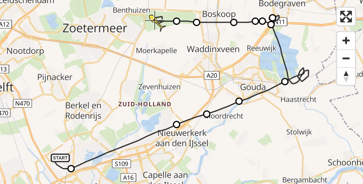 Routekaart van de vlucht: Lifeliner 2 naar Benthuizen