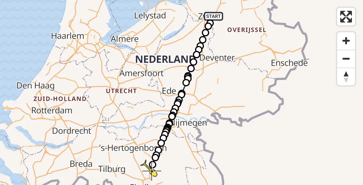 Routekaart van de vlucht: Lifeliner 3 naar Sint-Oedenrode