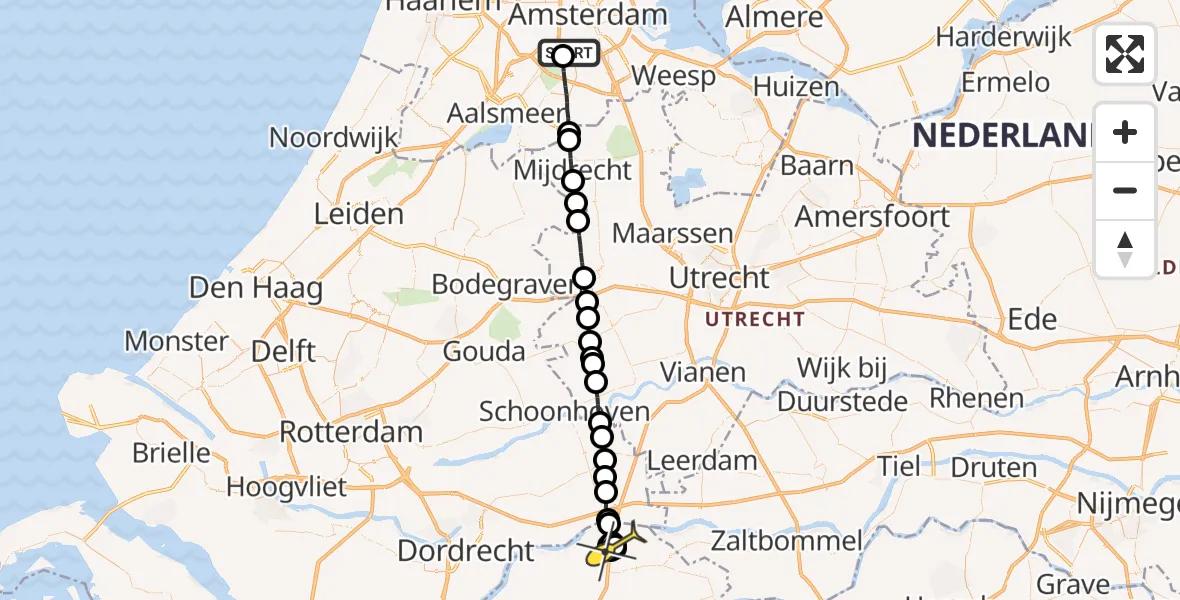 Routekaart van de vlucht: Lifeliner 1 naar Almkerk