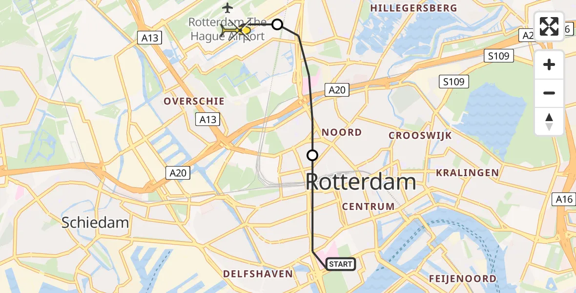 Routekaart van de vlucht: Lifeliner 2 naar Rotterdam The Hague Airport