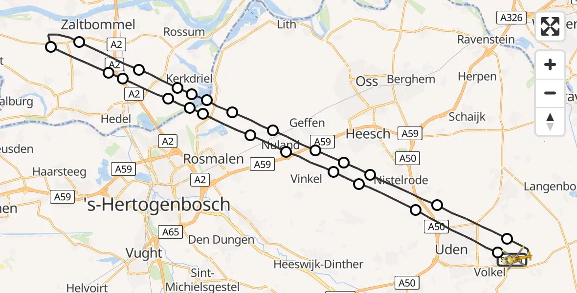 Vluchtroute Traumahelikopter Vliegbasis Volkel - Vliegbasis Volkel, 15 oktober 2022, 16:03