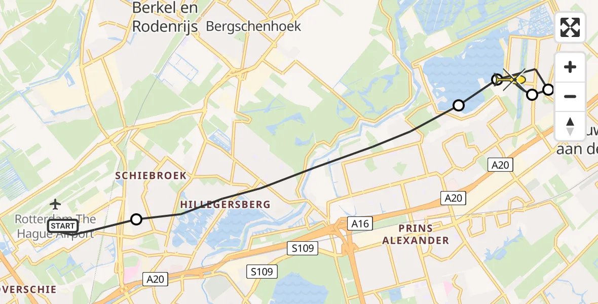 Routekaart van de vlucht: Lifeliner 2 naar Rotterdam